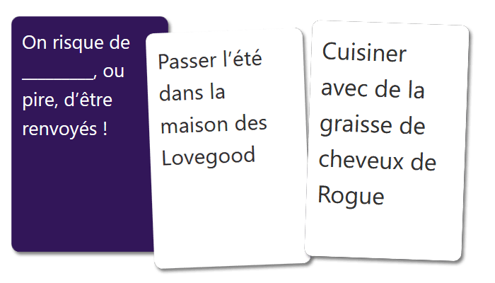 Exemple de combinaison de cartes